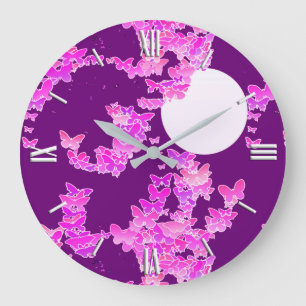 Band met vlinders - orchidee, amethyst grote klok