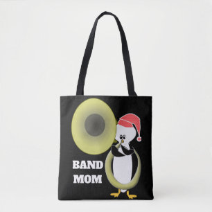 Band Moeder Baby Pinguïn die Tuba Speelt Draagtas