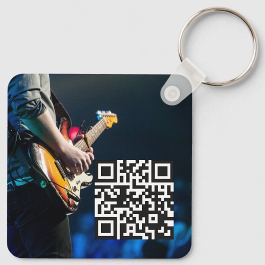 Band Muzikant QR code Advertentie Sleutelhanger (Achterkant)