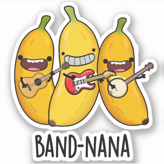 Band-nana Funny Fruit Banana Pun Sticker (Voorkant)