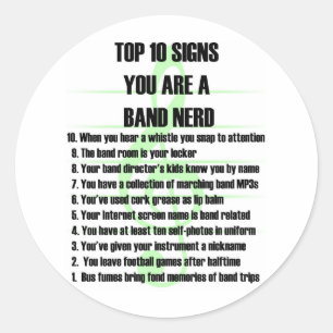 Band Nerd Top 10 Ronde Sticker