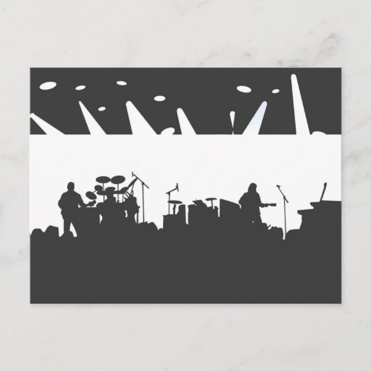 Band op het Silhouet B&W van het Overleg van het Briefkaart (Voorkant)