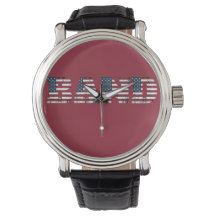 Band USA Vlag Horloge - Rood