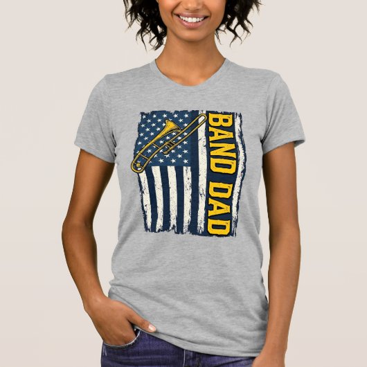 Band Vader Trombone Amerikaanse Vlag Vintage T-shi T-shirt (Voorkant)