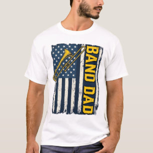 Band Vader Trombone Amerikaanse Vlag Vintage T-shi T-shirt