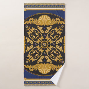 Bandana-afdruk op zwarte en blauwe achtergrond, Go Badhanddoek