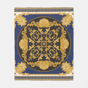 Bandana-afdruk op zwarte en blauwe achtergrond, Go Fleece Deken