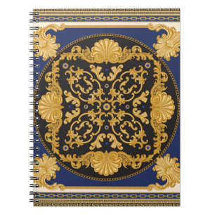 Bandana-afdruk op zwarte en blauwe achtergrond, Go Notitieboek