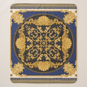 Bandana-afdruk op zwarte en blauwe achtergrond, Go Sherpa Deken
