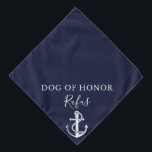 Bandana Ancre de chien de compagnie bleu marine Mariage na<br><div class="desc">Un super mignon bandana de mariage nautique avec un ancre de bateaux que vous pouvez personnaliser avec le nom de votre chien et leur rôle d'honneur lors de votre journée spéciale. Conçu par Thisisnotme©</div>