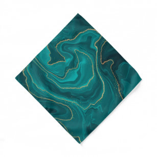 Bandana Arrière - plan en marbre liquide turquoise avec or