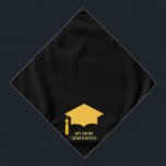 Bandana Bac d'or sur noir<br><div class="desc">Casquette de graduation dorée sur noir. Idéal pour les animaux !</div>