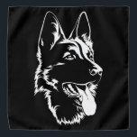 Bandana Berger Allemand Noir Et Blanc<br><div class="desc">Silhouette noire d'un berger allemand assis noir et blanc</div>