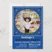 Bandana Bleu Cowboy Photo Invitation Anniversaire (Devant)