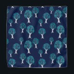 Bandana Blue Trees<br><div class="desc">Blue stylized trees pattern on a dark blue background</div>