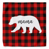 Bandana Cadeau moderne Rouge Plaid Et Blanc Mama Ours (Front)