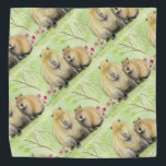 Bandana Capybara<br><div class="desc">Une minuscule aquarelle d'une mère Capybara avec son bébé.</div>