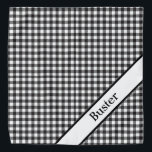 Bandana Chat de chien à plat noir et blanc personnalisé<br><div class="desc">Bandana d'animaux de compagnie personnalisée à base de buffle noir et blanc. Ajoutez le nom de votre animal de compagnie.</div>