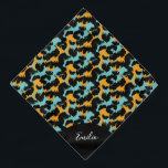 Bandana Cheetah Poster de animal Turquoise Nom de script A<br><div class="desc">Nom animal mignon Bandana avec Poster de animal</div>