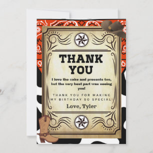 Bandana Cowboy Birthday Party Dank u Bedankkaart