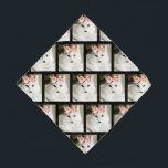 Bandana Cute White Kitten Photo Animaux de compagnie perso<br><div class="desc">Cute White Kitten Pet Photo Custom Bandana est conçu à partir d'une photo personnelle de notre chat de famille. Elle est une adorable chatte à cheveux longs et blancs avec des marques noires uniques et une sur son menton. Elle porte un arc rose sur la tête. Fait une idée de...</div>