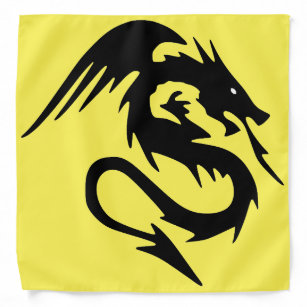 Bandana Dragon noir sur arrière - plan jaune