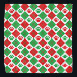 Bandana Empreinte de patte Jacquard rouge et vert<br><div class="desc">Présentant notre design de Jacquard rouge, vert et blanc sur le thème de Noël avec d'adorables empreintes de pattes, le mélange parfait de sophistication et de charme d'inspiration animal de compagnie. Ce design accrocheur combine le motif Jacquard classique avec des empreintes de pattes ludiques, créant un look unique et tendance....</div>