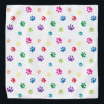 Bandana Empreintes de pattes animaux colorés<br><div class="desc">Montrez combien vous aimez les animaux avec ce mignon bandana coloré à motifs de pattes. Il est aussi génial avec un arrière - plan noir. Parie que votre animal de compagnie aura l'air adorable le porter!</div>