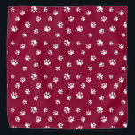 Bandana Empreintes de pattes blancs mignons et amusants Mo<br><div class="desc">Ce bandana amusant présente de mignons empreintes de pattes blancs sur un riche arrière - plan rouge pour une pop amusante de pawesome! Vous pouvez également changer la couleur rouge foncé de l'arrière - plan et les couleurs de texte en votre préférence.</div>