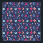 Bandana Empreintes de pattes colorés sur toile bleu marine<br><div class="desc">Empreintes de pattes chères dans une variété de couleurs,  mis sur un arrière - plan bleu marine. Votre animal de compagnie aura l'air bon de porter ce design!</div>