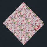 Bandana Fleurs de jardin Motif Personnalisé Nom de l'anima<br><div class="desc">Un joli motif floral,  personnalisé avec le nom de votre animal. Décoré d'aquarelles rose girly et violet pastel,  ce bandana vous surprendra. Offrez-vous une écharpe assortie,  avec votre propre nom !</div>