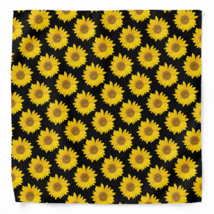 Bandana Fleurs de soleil jaune vif sur Arrière - plan noir