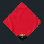 Bandana Fleurs d'or de luxe personnalisées Élégant Classy<br><div class="desc">Luxueux ornement floral avec nom pour personnaliser pour la fille la plus puissante (bonne) jamais! Couleurs principales de ce modèle : noir,  blanc et or (encres régulières sont utilisées,  pas métalliques).</div>