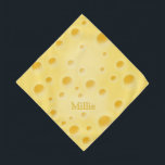 Bandana Fromage suisse mignon Personnalisé Nom et ID de l'<br><div class="desc">Ce design fantaisiste propose un Fromage suisse réaliste et crémeux qui peut être personnalisé avec le nom de votre animal de compagnie. L'autre extrémité du bandana peut être laissée telle quelle ou vous pouvez ajouter les contacts de votre animal domestique et vétérinaire, les conditions médicales et d'autres faits que vous...</div>