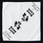 Bandana Gardez le calme célébrer l'année de la chèvre Band<br><div class="desc">Design en noir avec une chèvre et la couronne garder le calme et célébrer l'année de la chèvre (le texte n'est pas personnalisable) sur arrière - plan transparent. Conception sur bandana avec arrière - plan blanc. Vous pouvez facilement modifier la taille de la conception et la couleur arrière - plan...</div>