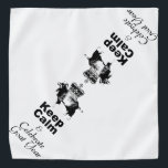 Bandana Gardez le calme célébrer l'année de la chèvre Band<br><div class="desc">Design en noir avec une chèvre et la couronne garder le calme et célébrer l'année de la chèvre (le texte n'est pas personnalisable) sur arrière - plan transparent. Conception sur bandana avec arrière - plan blanc. Vous pouvez facilement modifier la taille de la conception et la couleur arrière - plan...</div>