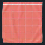 Bandana Grille motif sur corail vivant<br><div class="desc">Un motif en grille abstrait sur le corail vivant de Pantone.</div>