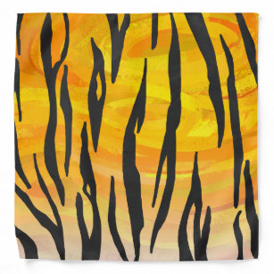 Bandana Impression noir et orange de tigres
