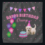 Bandana Joyeux Anniversaire chien mignon avec pois de gâte<br><div class="desc">Ce design a un adorable chiot avec un gâteau d'anniversaire. Cette conception est un cadeau idéal pour la célébration d'anniversaire d'un chien.</div>