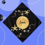 Bandana Lune Luna Gold Stars Animaux Personnalisés Lit<br><div class="desc">Black & Gold Moon Luna and Stars Personalized Pet Neckwear Bandana dispose d'une pleine lune/luna avec étoiles or sur un arrière - plan noir qui imite le ciel nocturne. Personnalisez avec le nom de votre animal de compagnie. Ce bandana d'animal de compagnie travaille pour un chien, un chat, un lapin...</div>