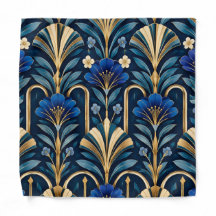 Motif botanique Art Déco. Bleu saphir