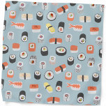 Bandana Motif de rouleaux Sushi Nigiri Maki<br><div class="desc">De délicieux sushis japonais sur un arrière - plan bleu oeuf de robin. Art original de Nic Squirrell.</div>
