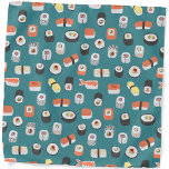 Bandana Motif de sushi<br><div class="desc">De délicieux sushis japonais sur un arrière - plan vert turquoise pour les amateurs de cuisine japonaise. Art original de Nic Squirrell.</div>