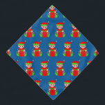 Bandana Motif Elfe de Noël en bleu<br><div class="desc">Motif elfe de Noël sur arrière - plan bleu.</div>