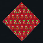 Bandana Motif Elfe de Noël en rouge<br><div class="desc">Motif elfe de Noël sur arrière - plan rouge.</div>
