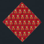 Bandana Motif Elfe de Noël en rouge<br><div class="desc">Motif elfe de Noël sur arrière - plan rouge.</div>