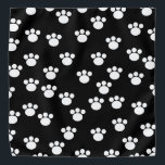Bandana Motif Empreinte de patte d'animaux noirs et blancs<br><div class="desc">motif empreinte de patte blanc sur un arrière - plan noir.</div>