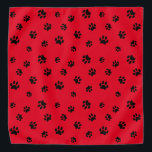 Bandana Motif Empreinte de patte noir en rouge<br><div class="desc">Montrez combien vous aimez les animaux avec ce mignon bandana à motif empreinte de patte noir. Montré ici en rouge,  il semble aussi impressionnant avec d'autres arrière - plans plus légers. Parie que votre animal de compagnie aura l'air adorable le porter!</div>