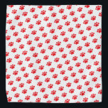 Bandana Motif Empreinte de patte rouge<br><div class="desc">Présentant notre charmant motif d'empreintes de pattes rouges sur un arrière - plan blanc propre, un design qui capture l'essence de votre amour pour les animaux de compagnie. Ce charmant motif présente une série d'empreintes de pattes rouges disposés en motif répété, créant un effet ludique et accrocheur. Que vous soyez...</div>