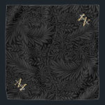 Bandana Nom de l'animal de compagnie Black Botanical Gold<br><div class="desc">Nom personnalisé de l'animal de compagnie Black Botanical Gold Script bandana avec un monogramme et un nom de script.</div>